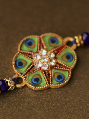Peacock Feather Designer Rakhi with Stone Centerpiece