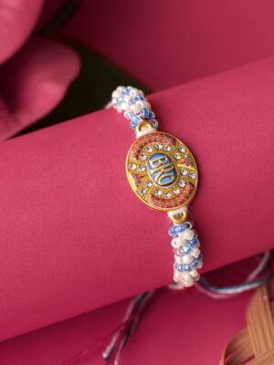 Designer “BRO” Rakhi with Beaded Thread