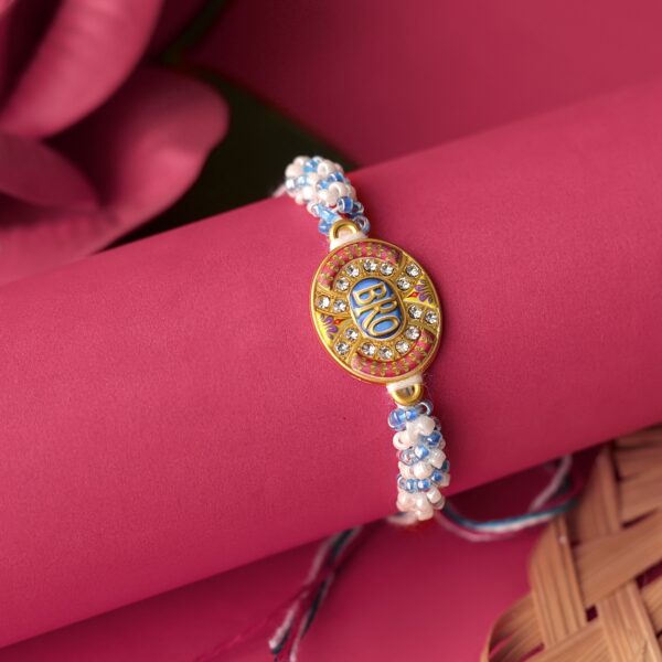 Designer “BRO” Rakhi with Beaded Thread