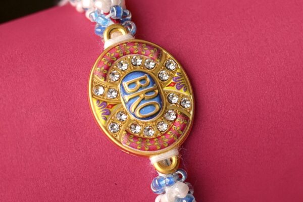 Designer “BRO” Rakhi with Beaded Thread