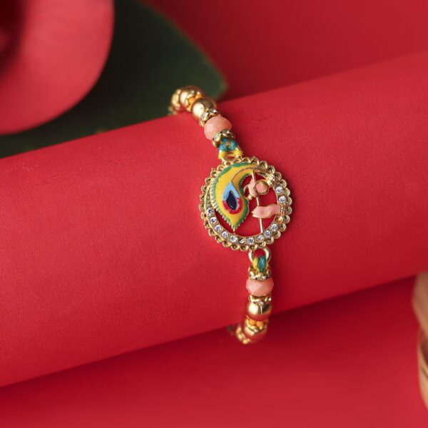 Peacock Feather Rakhi with Ganesha Charm