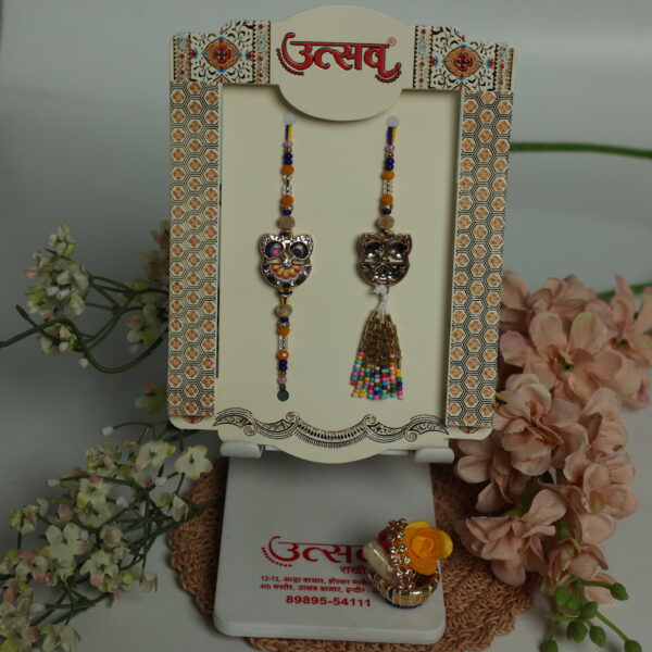 Owl Charm Bhaiya-Bhabhi Rakhi Set – by UtsavArts