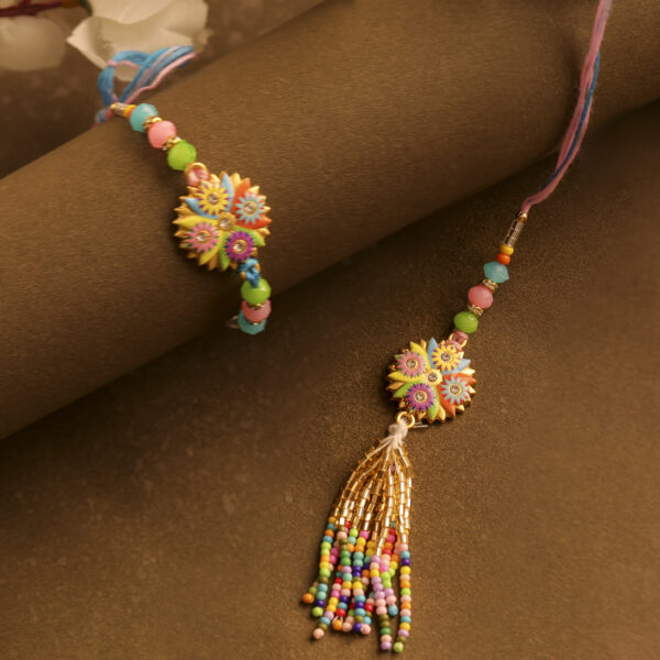 Rangilo Saath Bhaiya-Bhabhi Rakhi Set by UtsavArts – A Splash of Love & Color