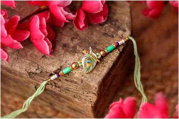 Divine Peacock Feather Rakhi