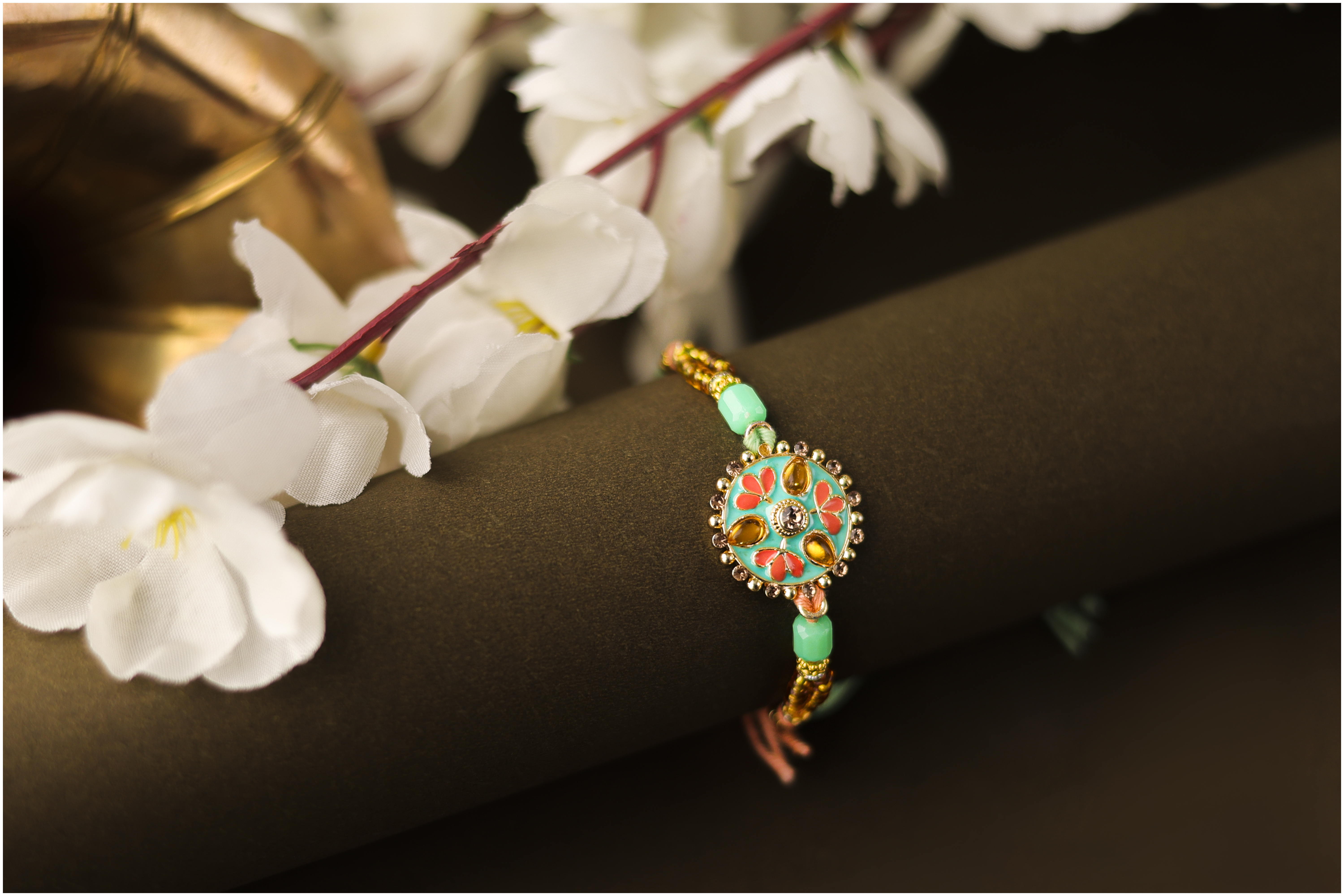 Teal Blossom Rakhi