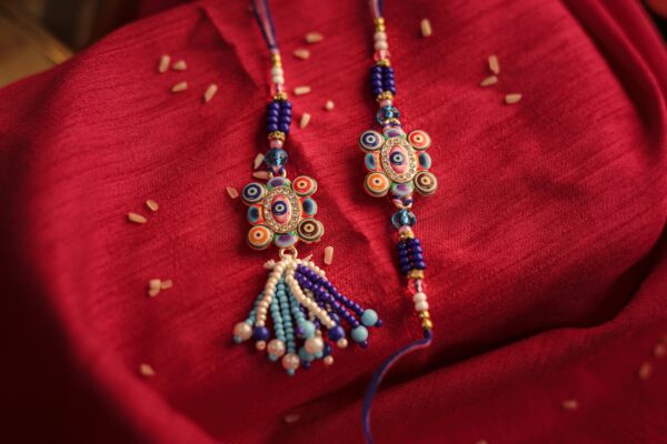 Evil Eye Protection Rakhi with Beaded Tassels
