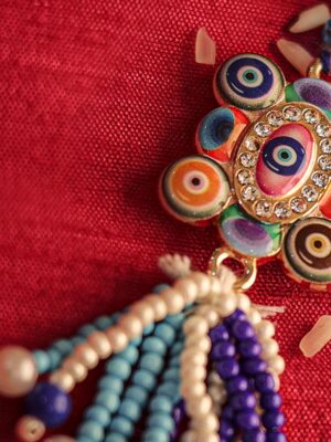 Evil Eye Protection Rakhi with Beaded Tassels
