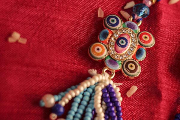 Evil Eye Protection Rakhi with Beaded Tassels