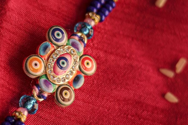 Evil Eye Protection Rakhi with Beaded Tassels