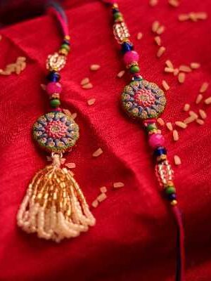 Vibrant Floral Tassel Bhaiya Bhabhi Rakhi