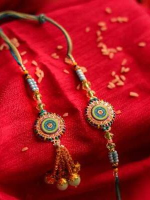 Royal Blue Bhaiya Bhabhi Rakhi Pair