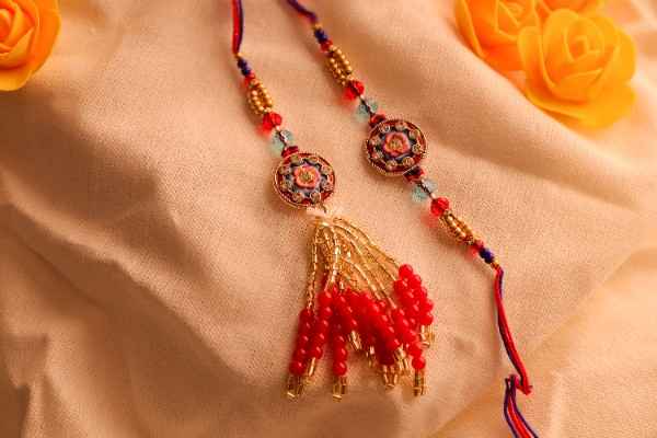 Designer Floral Bhaiya Bhabhi Rakhi Pair