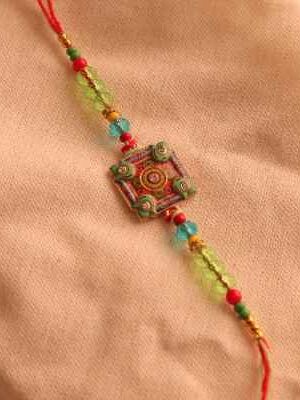 Hand-Painted Square Moti Rakhi