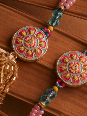 Phoolkari Bhaiya-Bhabhi Rakhi Set by UtsavArts – Blooming Bond of Love
