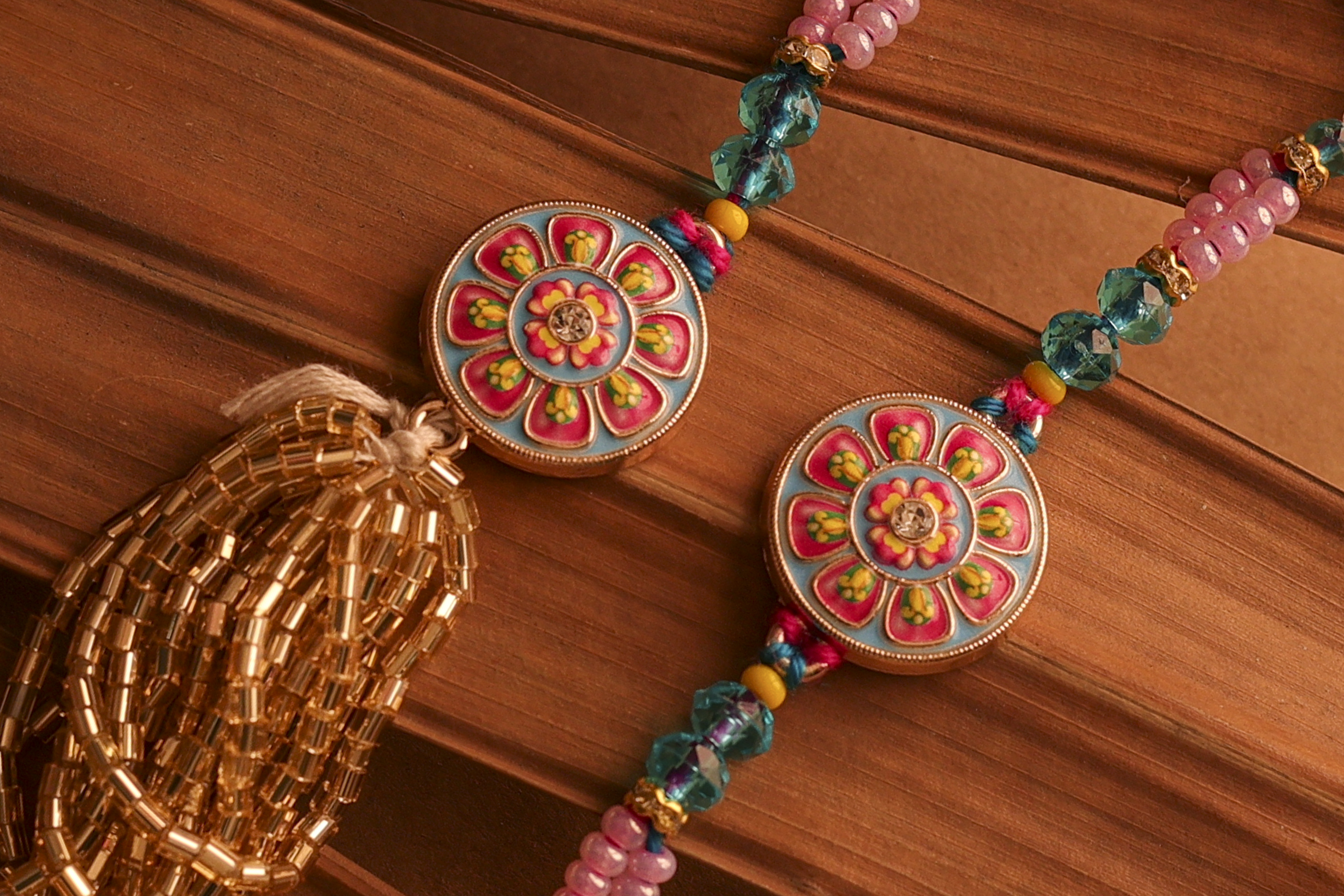 Phoolkari Bhaiya-Bhabhi Rakhi Set by UtsavArts – Blooming Bond of Love