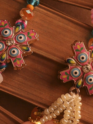 Nazar Suraksha Bhaiya-Bhabhi Rakhi Set by UtsavArts – Vibrant Protection, Handcrafted with Love