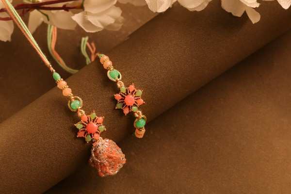 Peach Blossom Bhaiya Bhabhi Rakhi Set