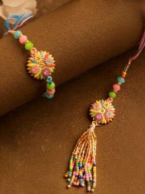 Rainbow Bloom Fancy Rakhi Set