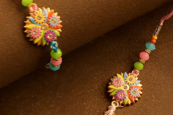 Rainbow Bloom Fancy Rakhi Set