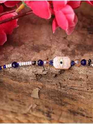 Royal Blue Beadwork Rakhi