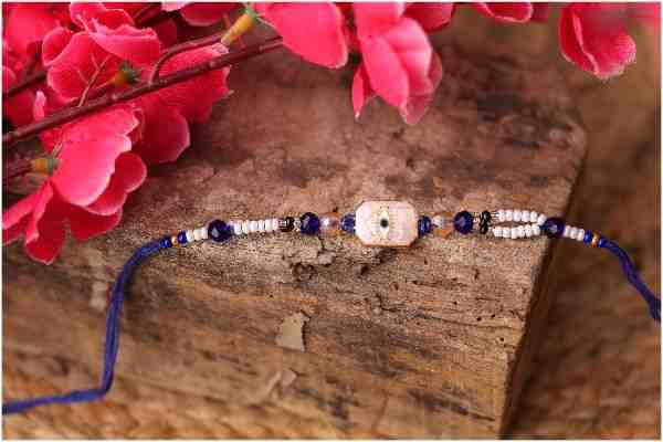 Royal Blue Beadwork Rakhi